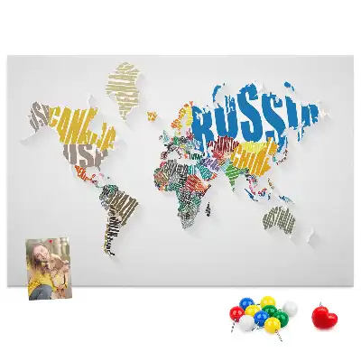 Nástěnka do dětského pokoje Geografie z písmen a slov