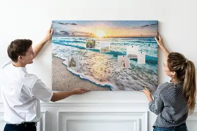 Korková nástěnka Mořský břeh s motivem vln
