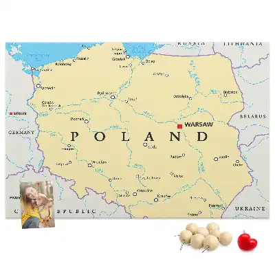 Korková nástěnka s politickou mapou Polska