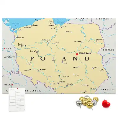 Korková nástěnka s politickou mapou Polska