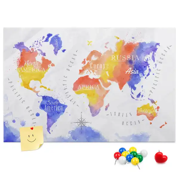 Nástěnka do dětského pokoje Malovaná mapa světa