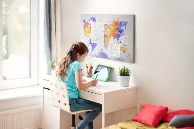 Nástěnka do dětského pokoje Malovaná mapa světa