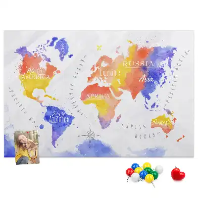 Nástěnka do dětského pokoje Malovaná mapa světa