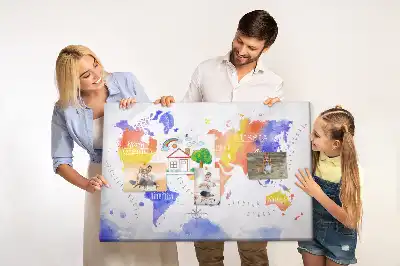 Nástěnka do dětského pokoje Malovaná mapa světa
