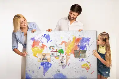 Nástěnka do dětského pokoje Malovaná mapa světa