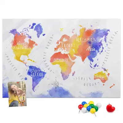 Nástěnka do dětského pokoje Malovaná mapa světa