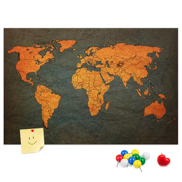 Korková nástěnka velká mapa světa