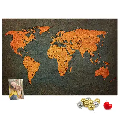 Korková nástěnka velká mapa světa