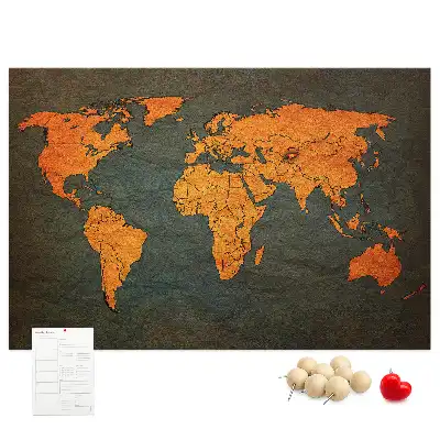 Korková nástěnka velká mapa světa