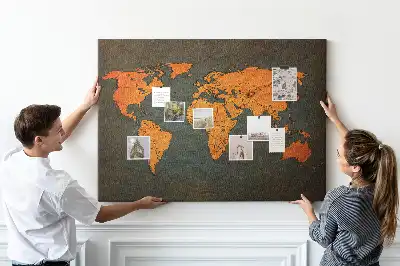Korková nástěnka velká mapa světa