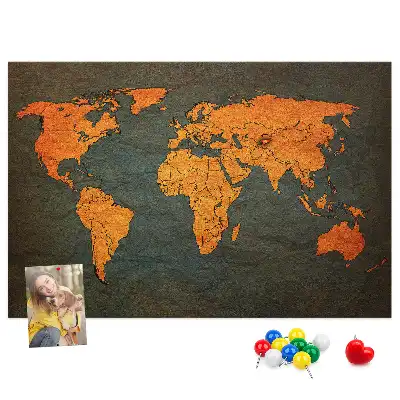 Korková nástěnka velká mapa světa
