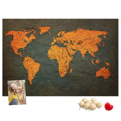 Korková nástěnka velká mapa světa