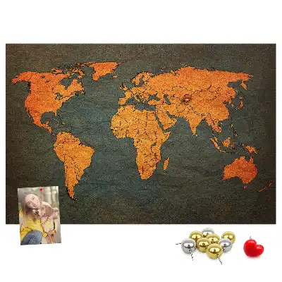 Korková nástěnka velká mapa světa