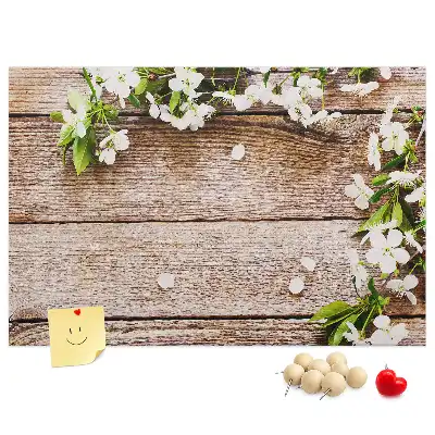 Nástěnka do dětského pokoje Květiny na dřevě