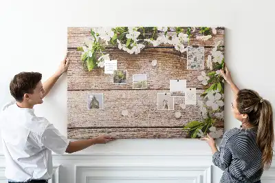Nástěnka do dětského pokoje Květiny na dřevě