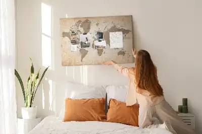 Nástěnka korková s motivem mapy světa