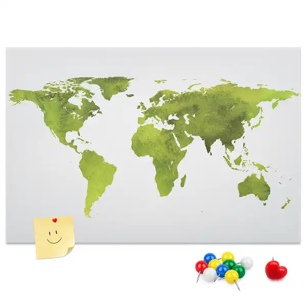 Korková nástěnka Mapa světa akvarel