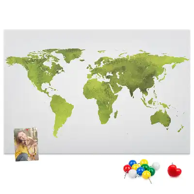 Korková nástěnka Mapa světa akvarel
