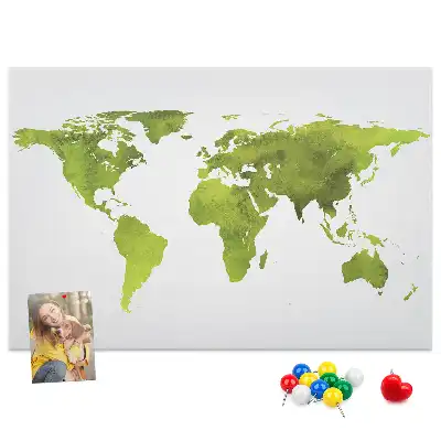 Korková nástěnka Mapa světa akvarel