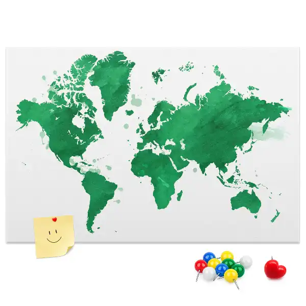 Korková nástěnka Zelená mapa světa