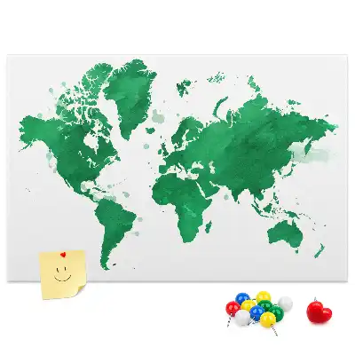 Korková nástěnka Zelená mapa světa