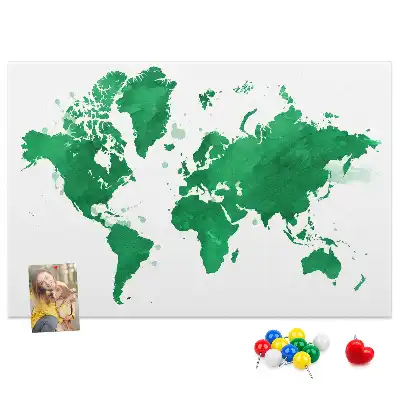 Korková nástěnka Zelená mapa světa