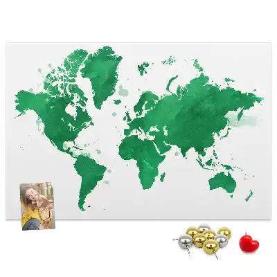 Korková nástěnka Zelená mapa světa