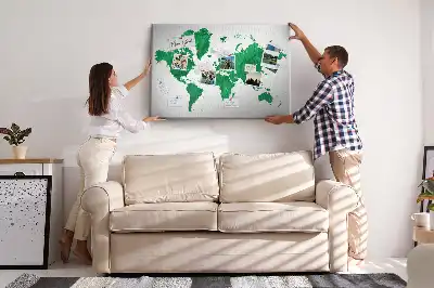 Korková nástěnka Zelená mapa světa