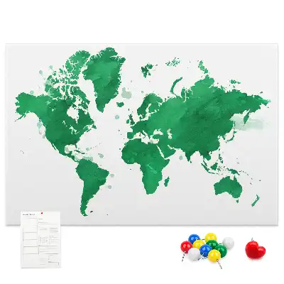 Korková nástěnka Zelená mapa světa