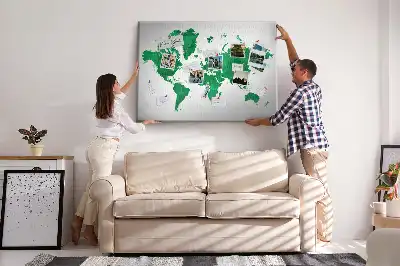 Korková nástěnka Zelená mapa světa