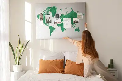 Korková nástěnka Zelená mapa světa