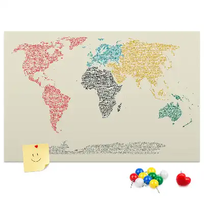 Korková nástěnka Mapa světa z písmen
