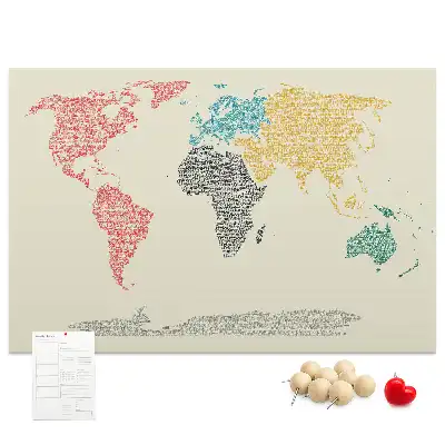Korková nástěnka Mapa světa z písmen