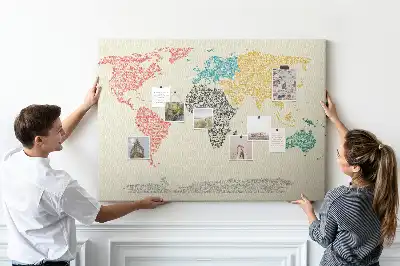 Korková nástěnka Mapa světa z písmen