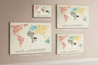Korková nástěnka Mapa světa z písmen