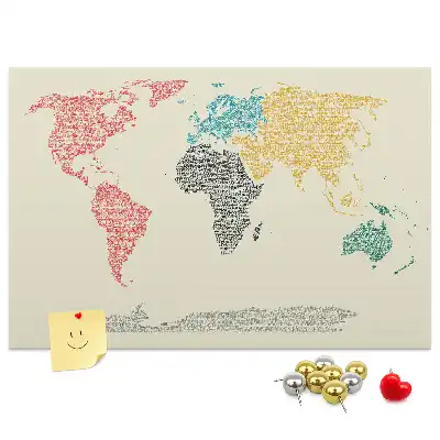Korková nástěnka Mapa světa z písmen