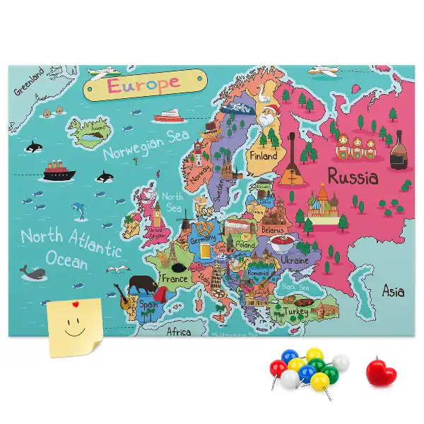 Korková nástěnka s mapou Evropy