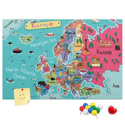 Korková nástěnka s mapou Evropy