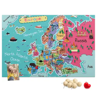 Korková nástěnka s mapou Evropy