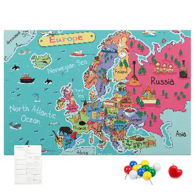 Korková nástěnka s mapou Evropy