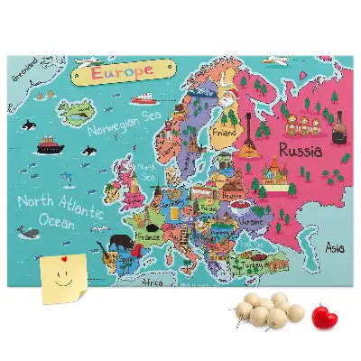 Korková nástěnka s mapou Evropy