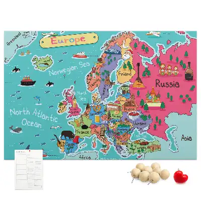 Korková nástěnka s mapou Evropy