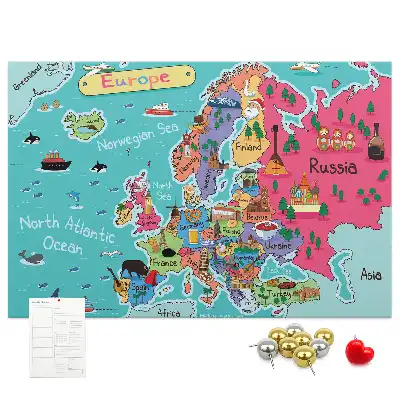Korková nástěnka s mapou Evropy