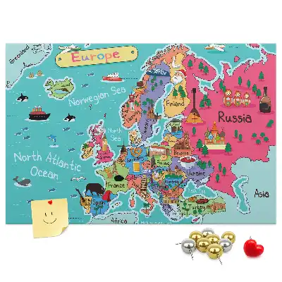 Korková nástěnka s mapou Evropy