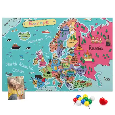 Korková nástěnka s mapou Evropy