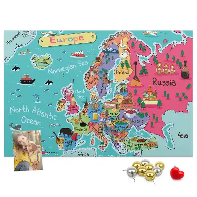 Korková nástěnka s mapou Evropy