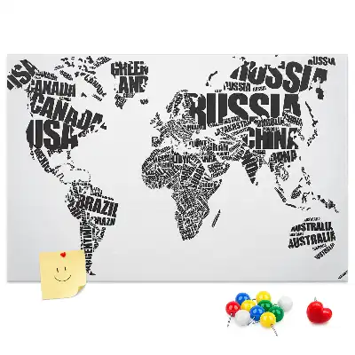 Nástěnka do dětského pokoje Typografická mapa kontinentů