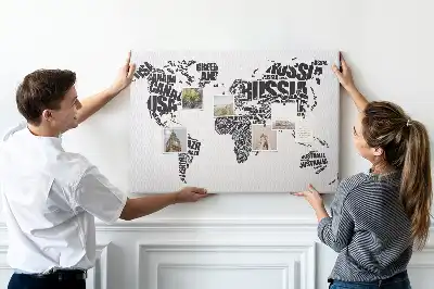 Nástěnka do dětského pokoje Typografická mapa kontinentů