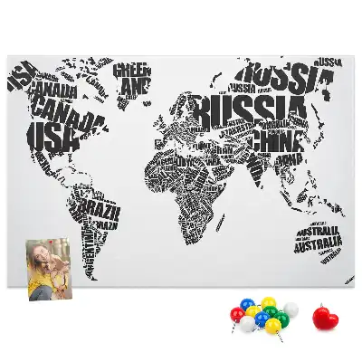 Nástěnka do dětského pokoje Typografická mapa kontinentů