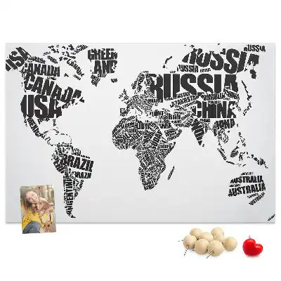 Nástěnka do dětského pokoje Typografická mapa kontinentů